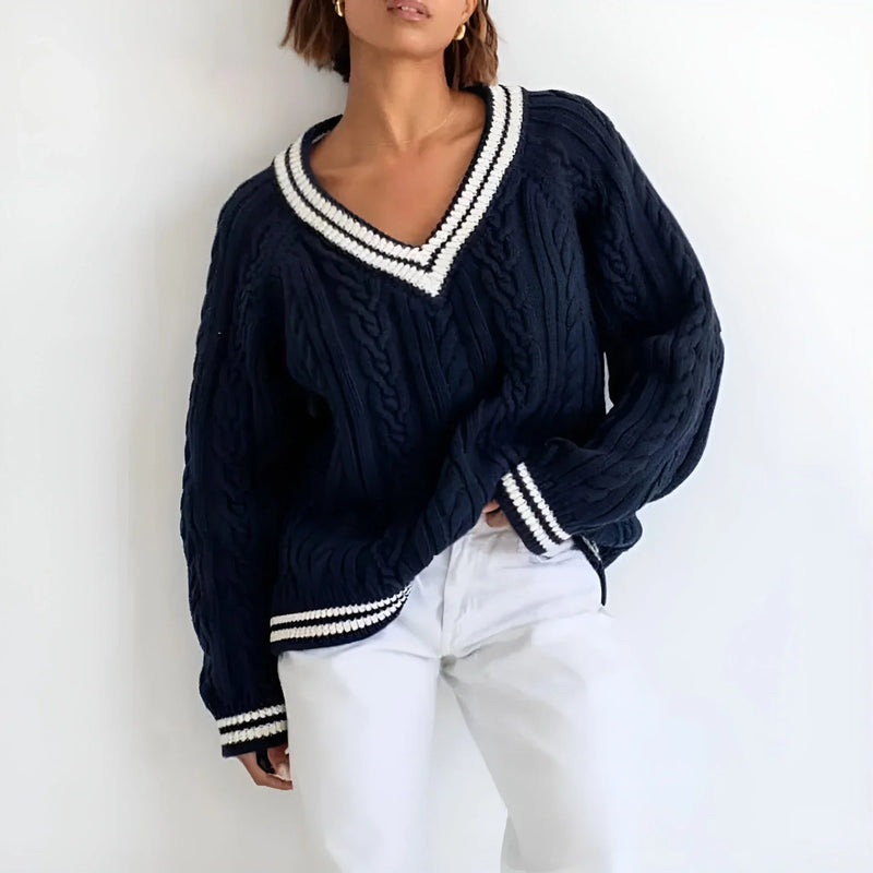Vera Women's Oversized Sweater | Knit, V-neck