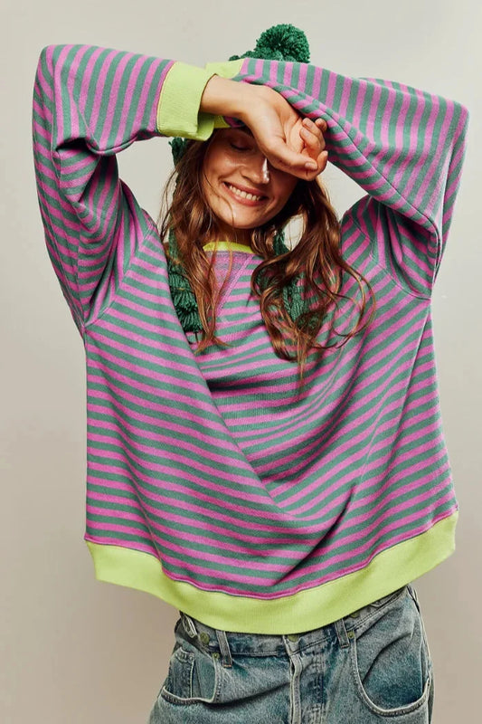 Jolie Women's Striped Sweater - styled view