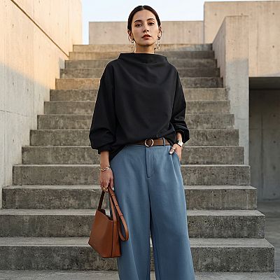 Virexa Women’s Sweater | Loose Fit, High Neck