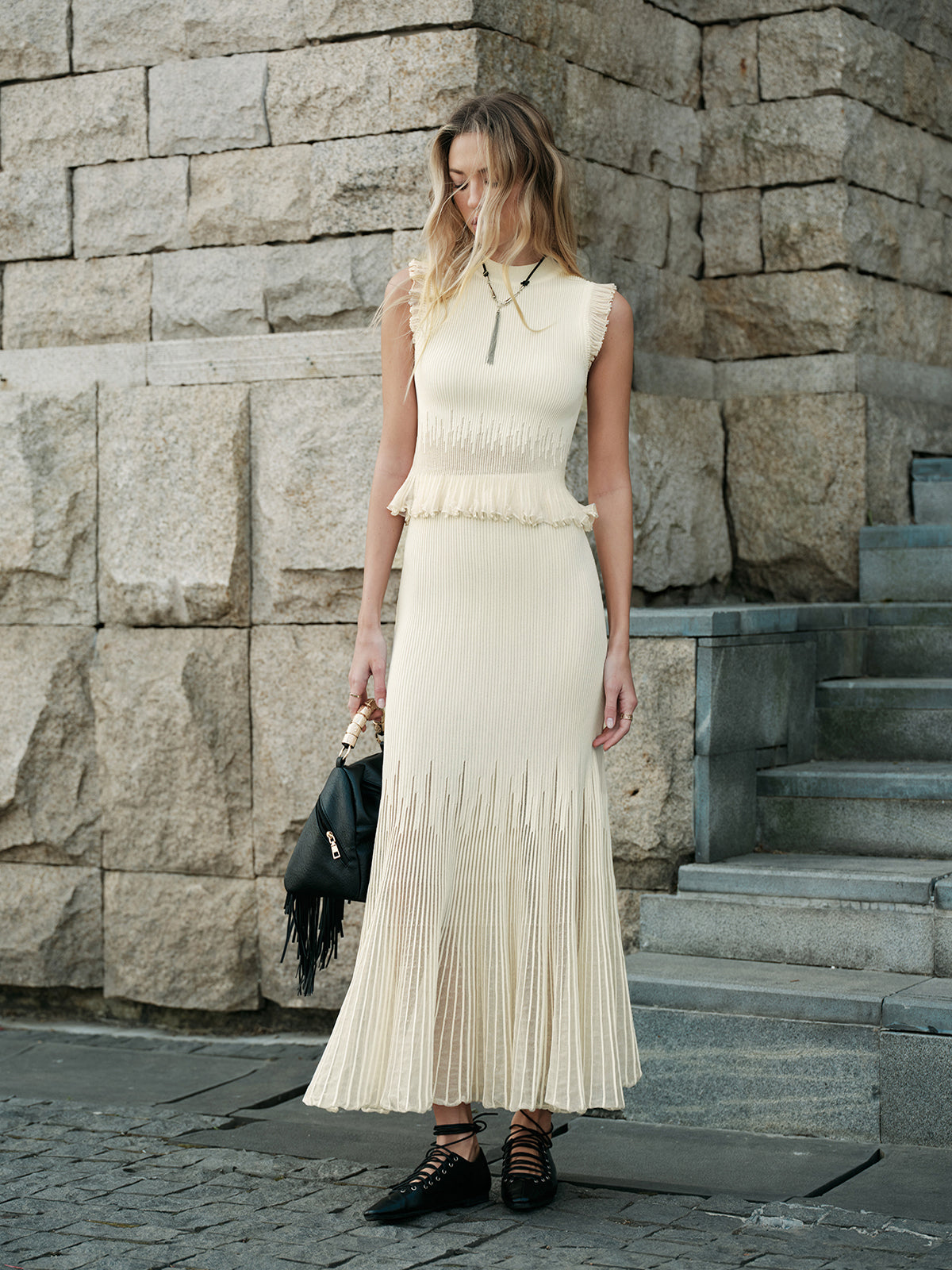Elena Women's Ribbed Knit Top - back view