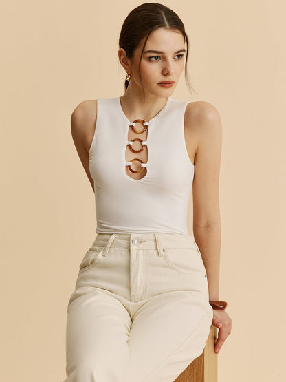 Clara Women's Pleated Tank Top - back view