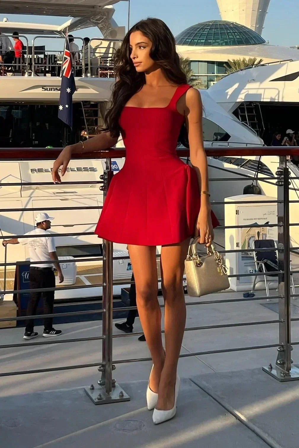 Clara Women's Pleated Mini Dress - front view