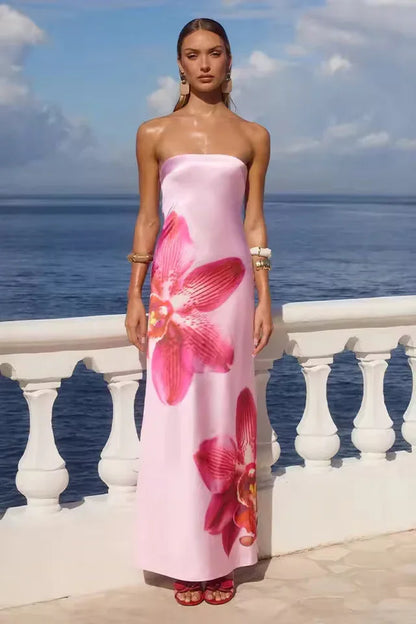 Clara Women's Floral Maxi Dress - fabric and finish detail