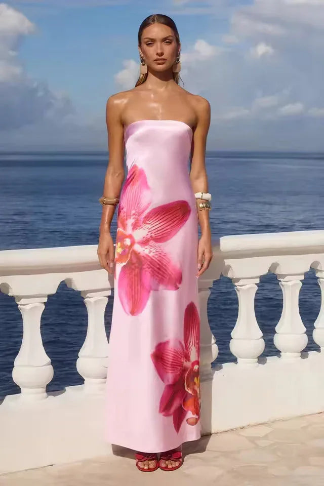Clara Women's Floral Maxi Dress - fabric and finish detail
