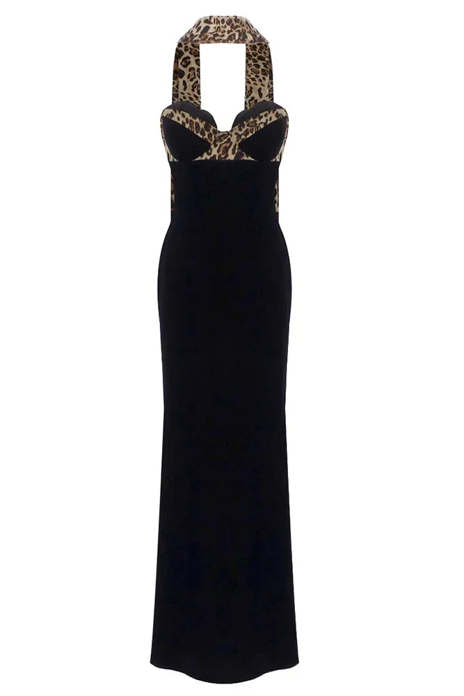 Clara Women's Leopard Maxi Dress - front view