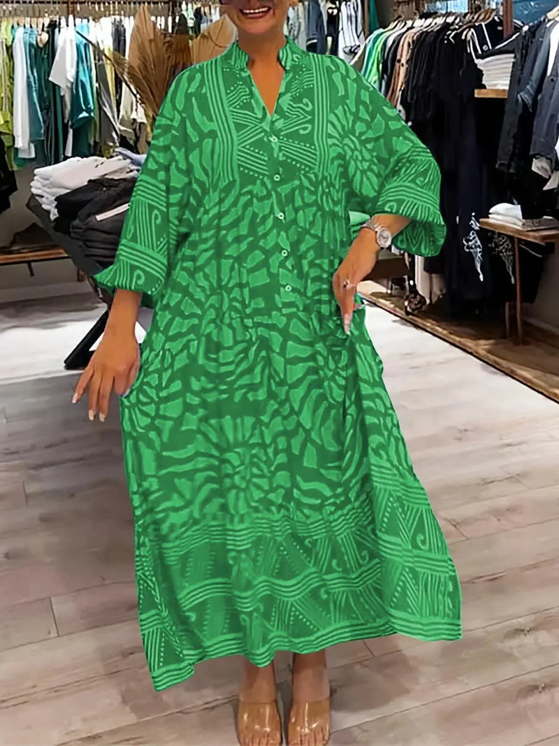 Nora Women's Printed Maxi Dress - flat lay