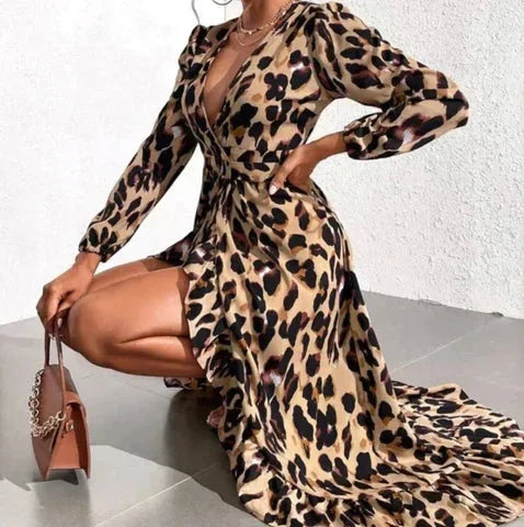 Paloma Women's Leopard Maxi Dress - back view