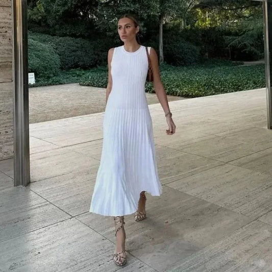 Alba Women's Pleated Maxi Dress - front view