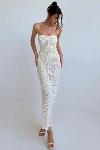 Mabel Women's Crochet Maxi Dress - fabric and finish detail