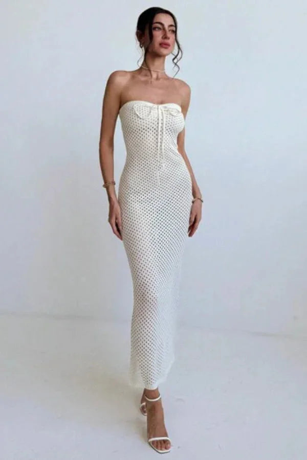Mabel Women's Crochet Maxi Dress - back view