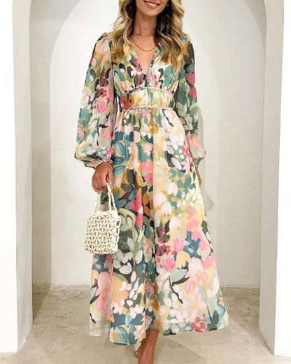 Perla Women's Floral Maxi Dress - fabric and finish detail