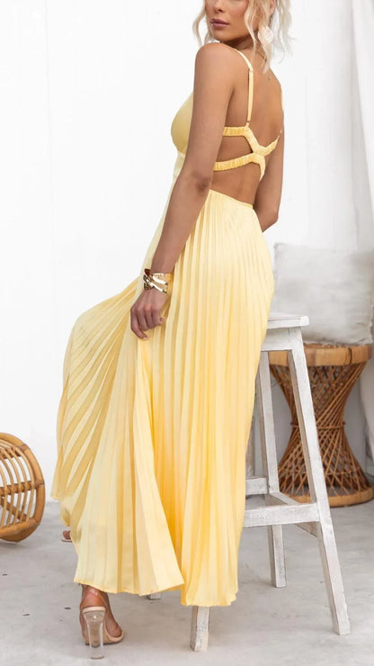 Edith Women's Pleated Maxi Dress - back view