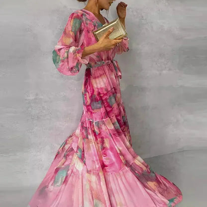 Juno Women's Printed Maxi Dress - fabric and finish detail
