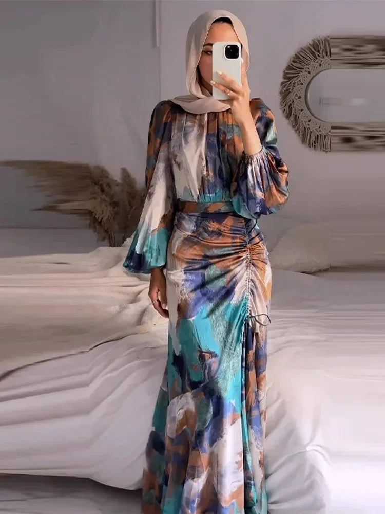 Odette Women's Printed Maxi Dress - fabric and finish detail