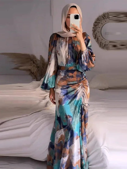 Odette Women's Printed Maxi Dress - fabric and finish detail