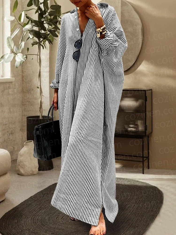 Maya Women's Striped Maxi Dress - front view