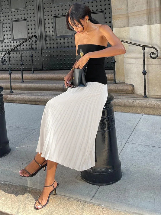 Faye Women's Pleated Maxi Dress - styled view