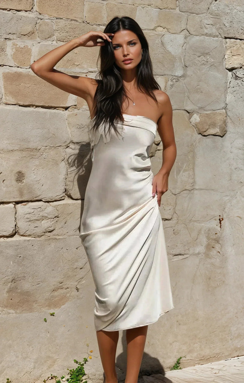 Ivy Women's Satin Maxi Dress | Strapless
