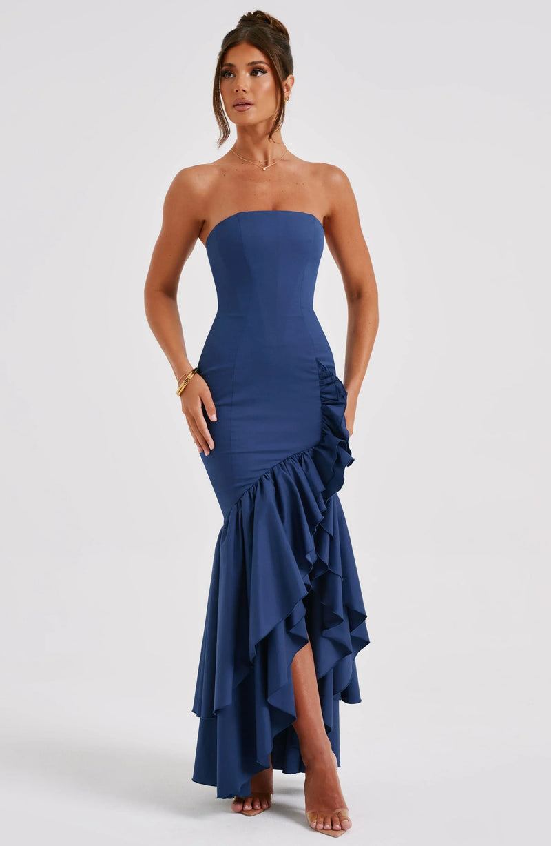 Cleo Women's Asymmetric Maxi Dress | Strapless, Midi