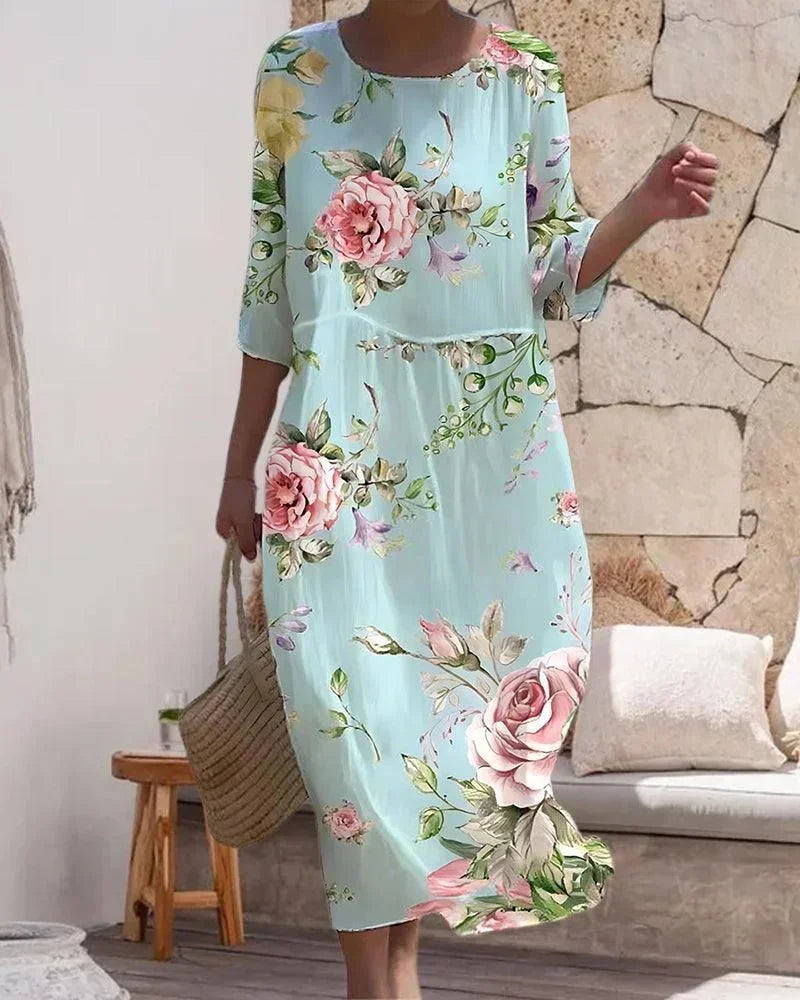 Thea Women's Floral Midi Dress - styled view