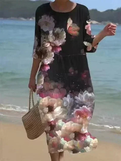 Thea Women's Floral Midi Dress - close-up detail