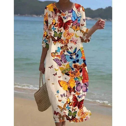 Thea Women's Floral Midi Dress - flat lay