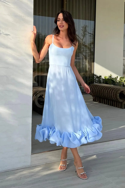 Willa Women's Ruffled Midi Dress - back view
