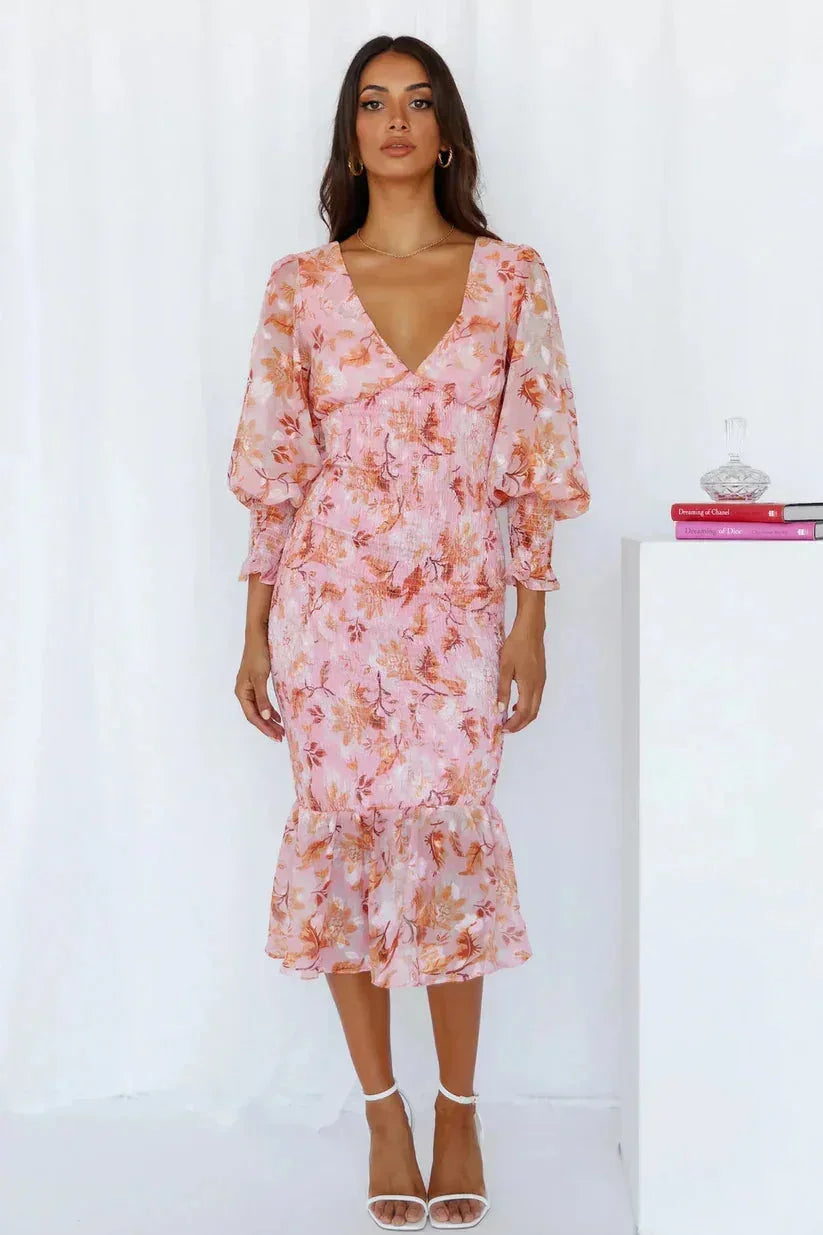 Vera Women's Ruffled Midi Dress - close-up detail