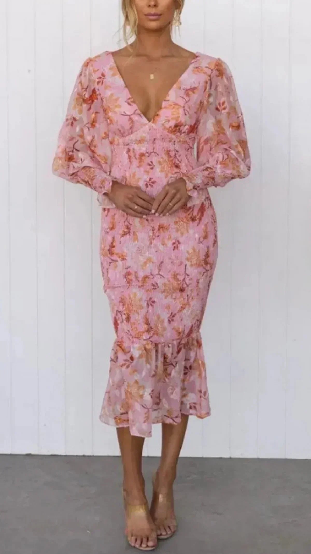 Vera Women's Ruffled Midi Dress - full-length view