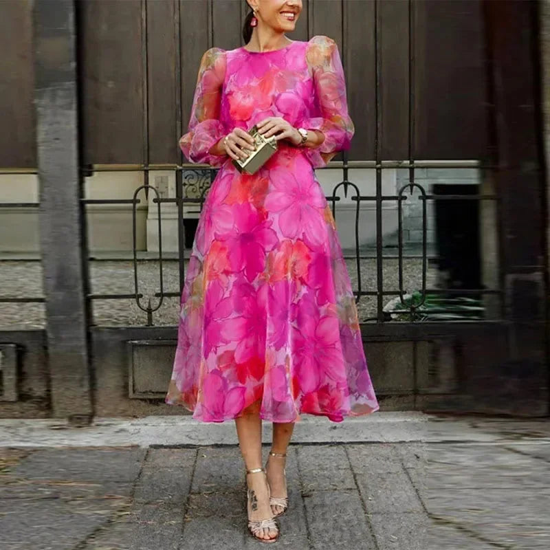 Kira Women's Floral Midi Dress | Blue, Pink