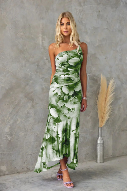 Elsie Women's Asymmetric Midi Dress - shown in use