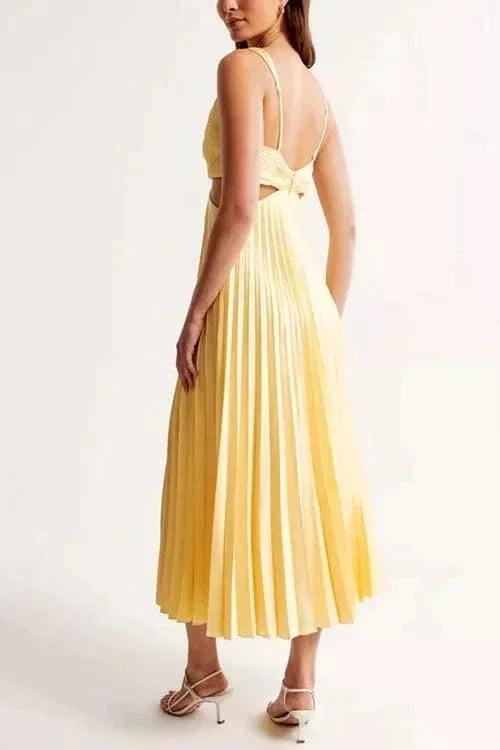 Rhea Women's Pleated Midi Dress - back view