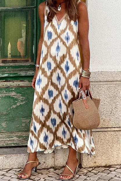 Mira Women's Printed Midi Dress - flat lay
