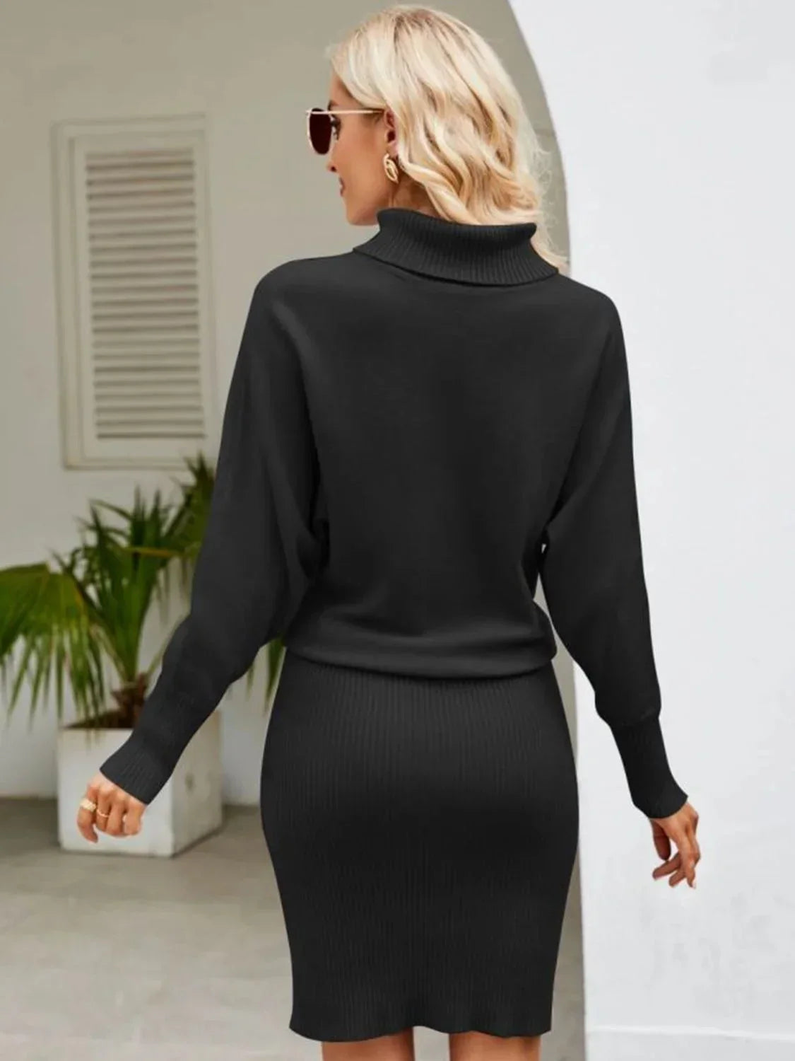 Lila Women's Ribbed Knit Midi Dress - styled view