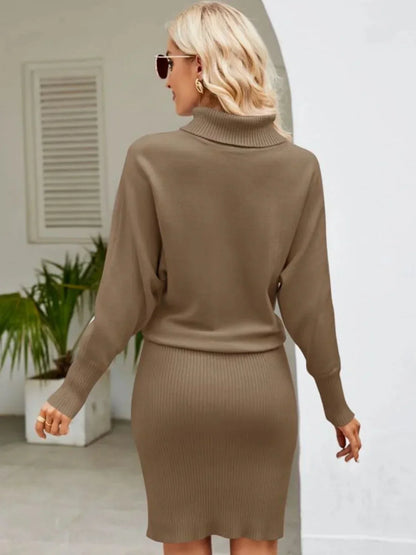Lila Women's Ribbed Knit Midi Dress - flat lay