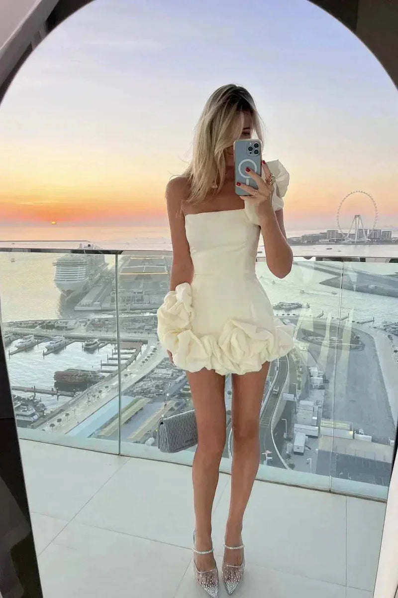 Lena Women's Ruffled Mini Dress - back view