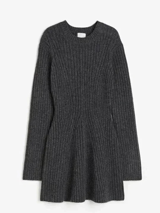 Liana Women's Ribbed Knit Mini Dress - fabric and finish detail