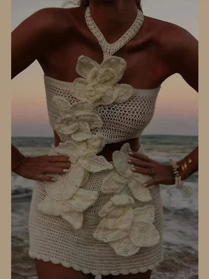 Eloise Women's Crochet Mini Dress - close-up detail