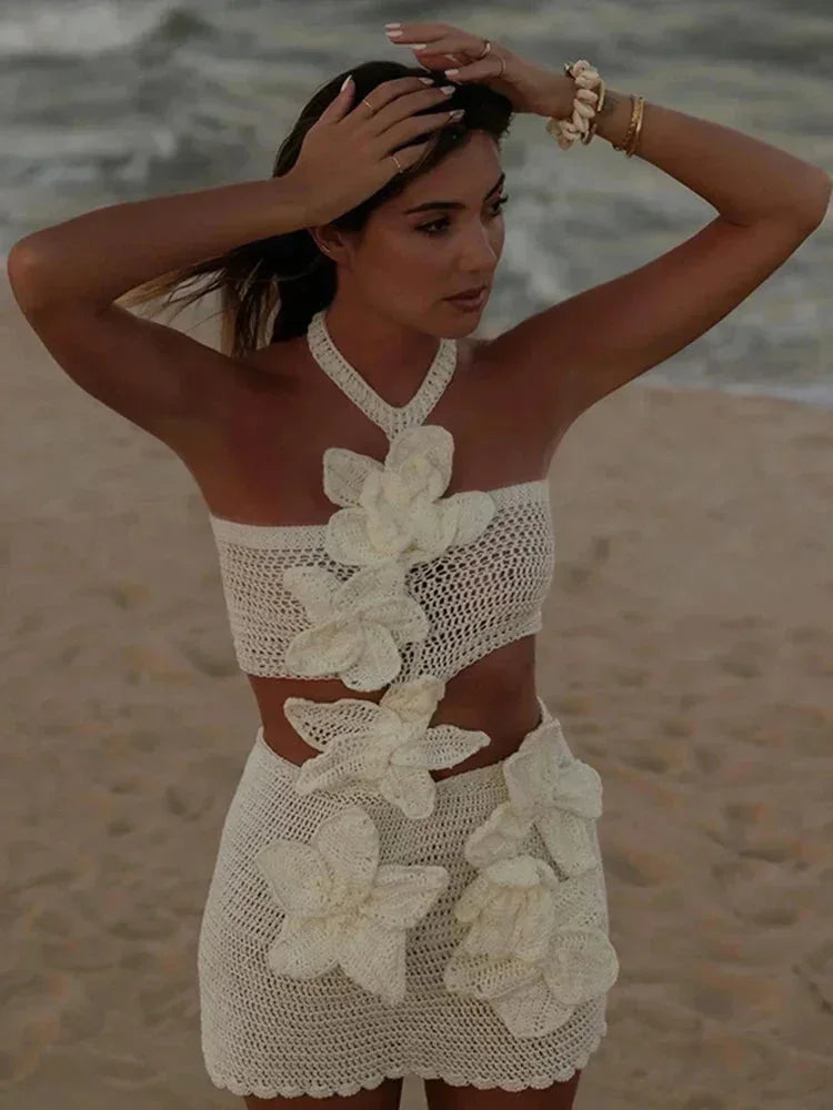 Eloise Women's Crochet Mini Dress - full-length view
