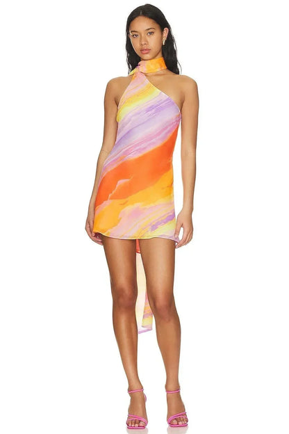 Vera Women's Asymmetric Mini Dress - back view