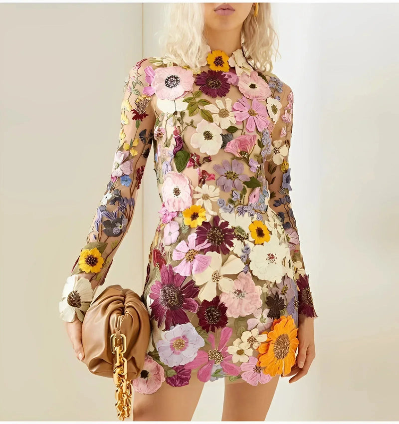Camille Women's Floral Mini Dress | Sheer