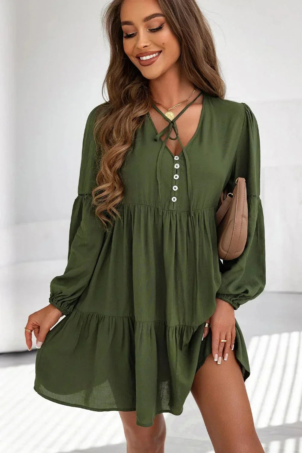 Liana Women's Ruffled Mini Dress - back view