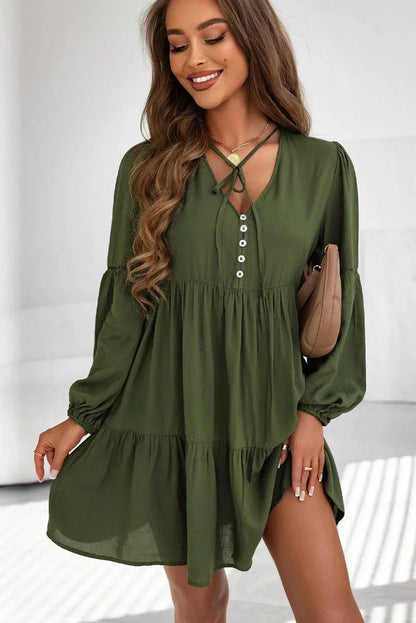 Liana Women's Ruffled Mini Dress - back view