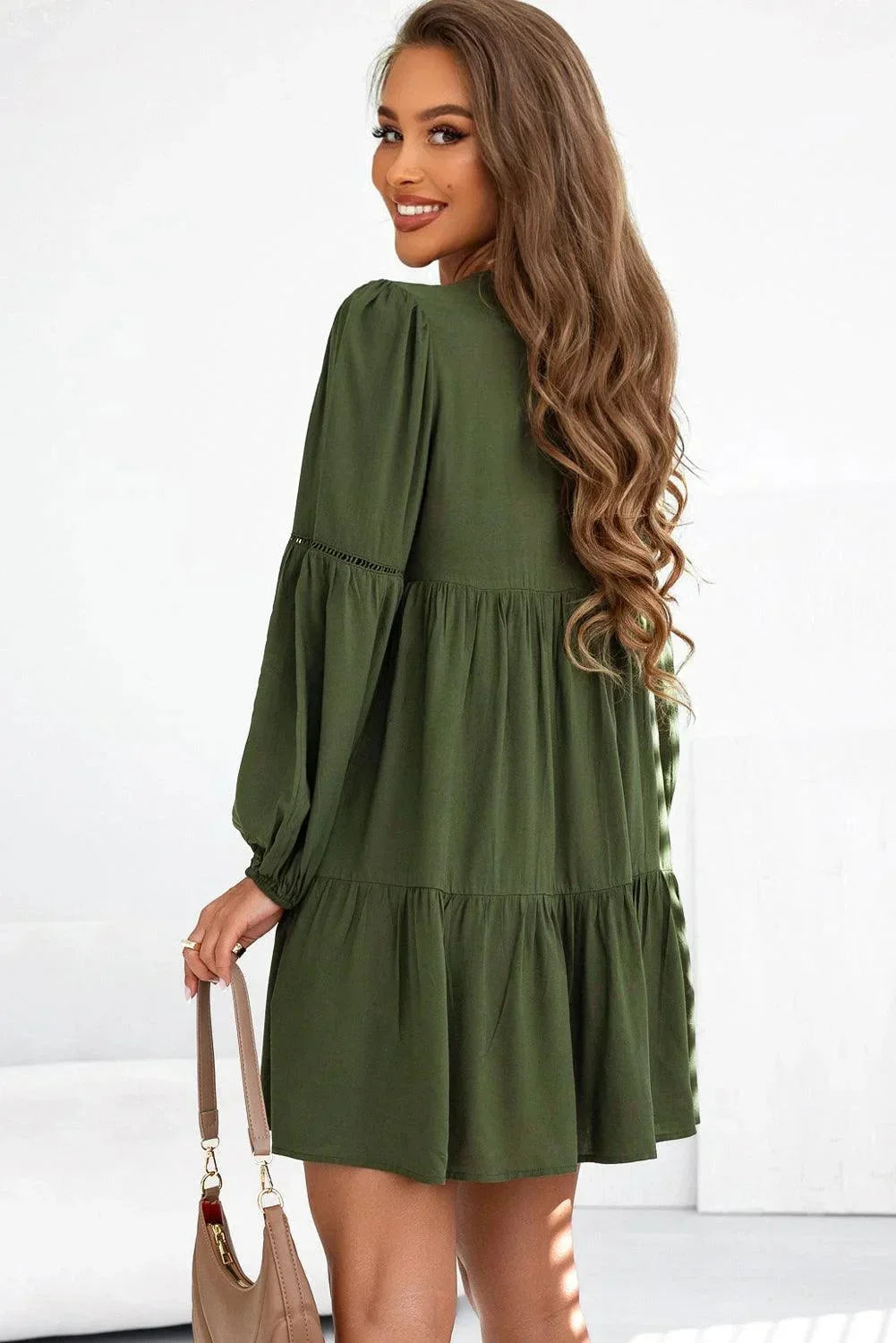 Liana Women's Ruffled Mini Dress - fabric and finish detail