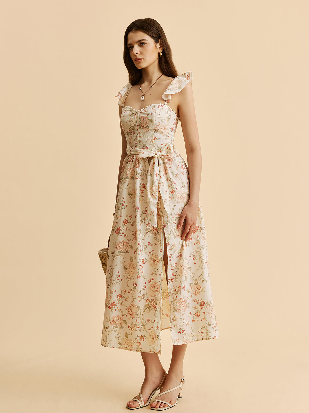 Eloise Women's Floral Dress - fabric and finish detail