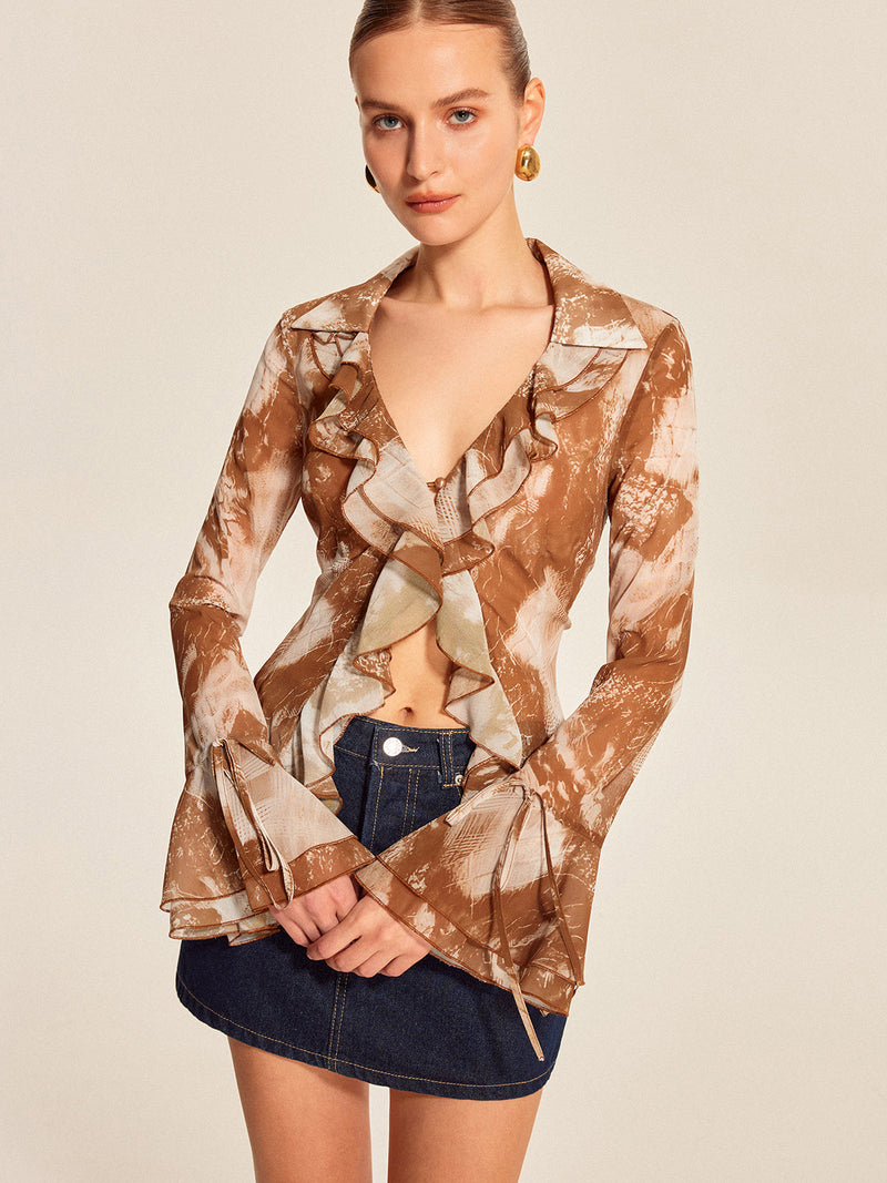 Elise Women's Ruffled Blouse - full-length view