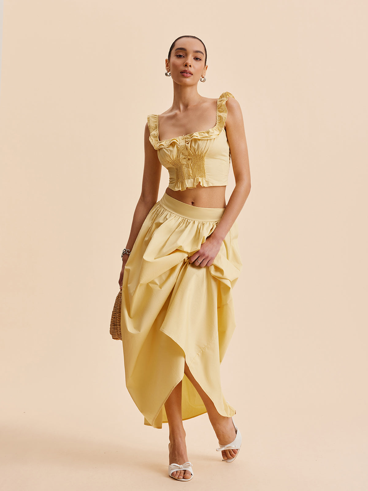Kaia Women's Ruffled Skirt - fabric and finish detail
