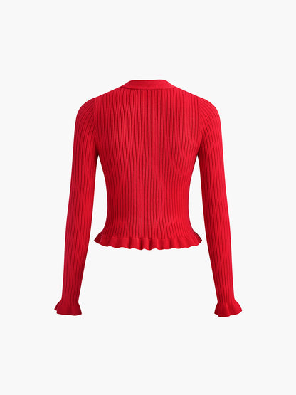 Winona Women's Ruffled Cardigan - back view