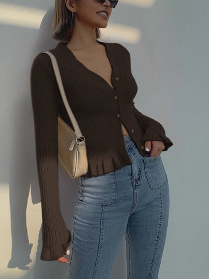 Winona Women's Ruffled Cardigan - shown in use