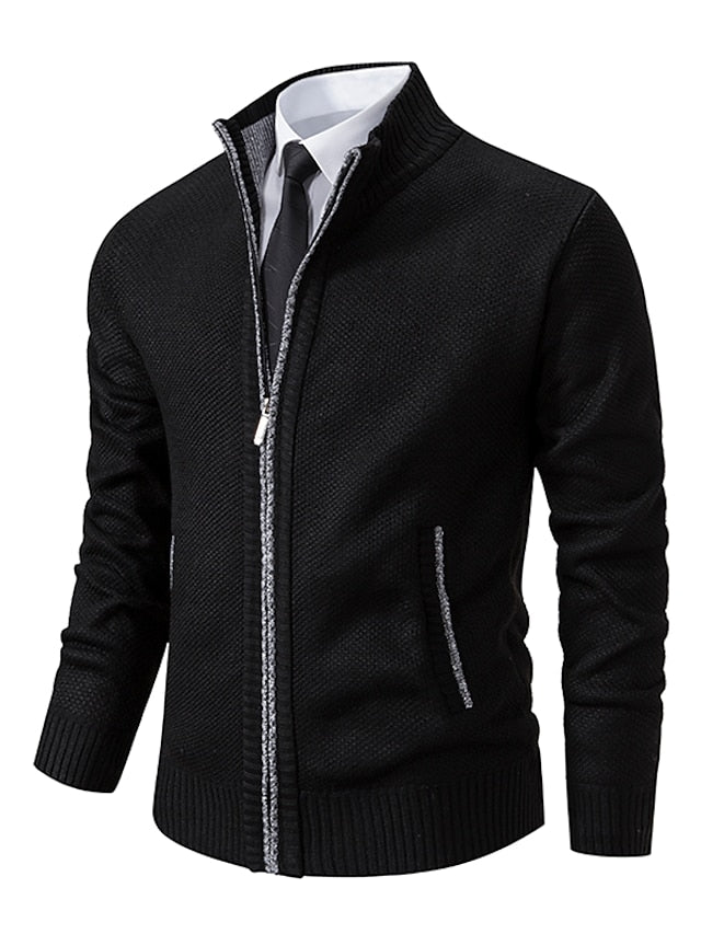 Nolan Men's Ribbed Knit Cardigan - shown in use